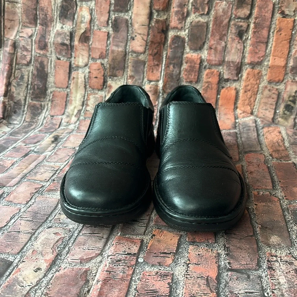 DREW Men's Black Leather Slip-On Shoes, Size 9.5N narrow